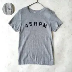 45R ロゴ刺繍 Tシャツ グレー サイズ2 コットン100% 日本製