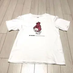今日だけ価格。ユニクロサンリオコラボ白にマイメロちゃんの綿100%カットソー