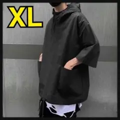 【XL】パーカー メンズ 7分袖 プルオバーフード付き ストリート g