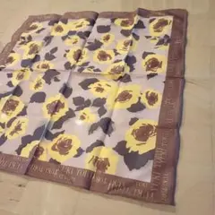 【未使用】ユキトリイ　花柄ハンカチ（イエロー・ブラウン）