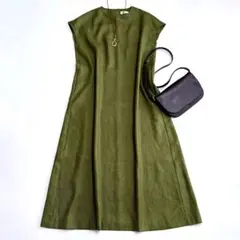 定価2.6万円 極美品☆イネド リネンライク マキシワンピース 秋色 ゆったり