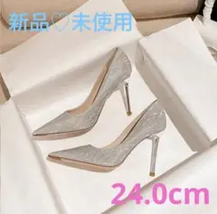 新品♡未使用_グレー ポインテッドトゥ ハイヒール 38/24.0cm