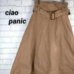 チャオパニック ひざ丈 ミモレ丈スカート フレア ベルト付き