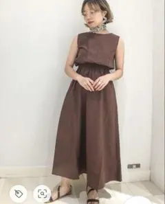 グローバルワーク ブラウン リネン ワンピース