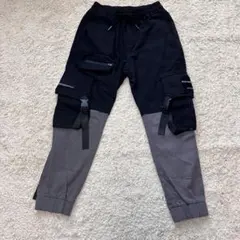 QUAL カーゴジョガーパンツ　S ブラック×グレー　個性的