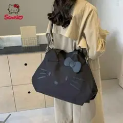 新品★レディース　トートバッグ　ボストンバック　キティちゃん　黒　旅行　ブラック