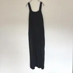 UNIQLO GIRL リネンブレンド　サロペット　150 黒　オーバーオール