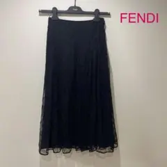 フェンディ FENDI レース スカート 黒 36