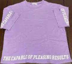 パープル プリント Tシャツ コットン100%
