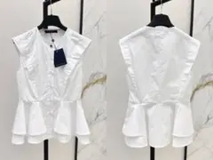 ルイヴィトン ホワイトペプラムノースリーブトップス