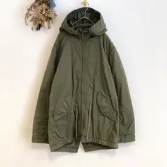 1694【バックナンバー】M モッズコート カーキ ミリタリー ジップアップ□