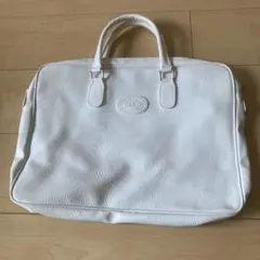 ホワイトレザー風バッグ 約40cm x 30cm