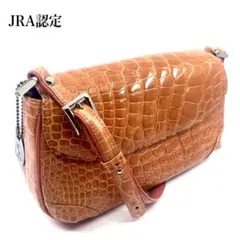 【美品】 JRA認定 クロコダイル ハンドバッグ ワンショルダー ピンク クロコ