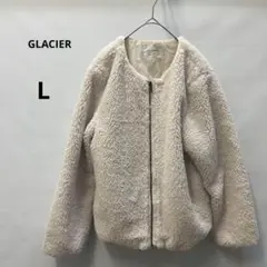 グラシア　ボアジャケット Lサイズ アイボリー　もこもこ　丸首　391