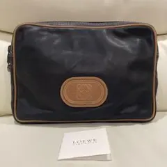 ロエベ LOEWE クラッチバッグ アナグラム ポーチ ラムレザー 黒 希少