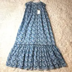 未使用タグ付 ブージュルード ノースリーブ ティアード ロングワンピース 総柄