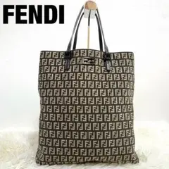 極美品✨フェンディ トートバッグ ズッキーノ FF 金具 キャンバス ブラウン