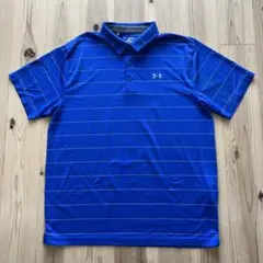UNDER ARMOUR ボーダーポロシャツ　ブルー　2XL