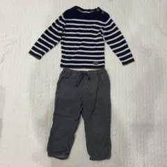 h&m ストライプニットとグレーパンツ上下コーディネートセット