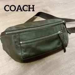 【美品】COACH トンプソン ボディバッグ オールレザー シボ革　ブラウン