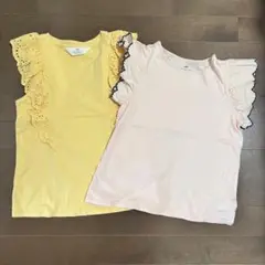 H&M フリル袖デザインのタンクトップ　2枚セット 130〜140サイズ