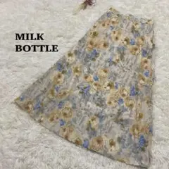【ミルクボトル】グレーベース × ブルー × ベージュ 花柄