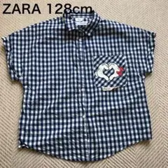 【新品未使用】ZARA ギンガムチェック 半袖シャツ 128cm