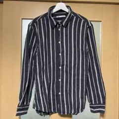 翌日発送ZARAザラストライプシャツダークグレーL