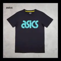 【美品】asicsTiger アシックス タイガー 黒×ターコイズ ロゴT M
