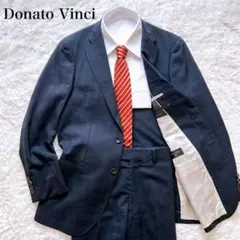 高級✨Donato Vinci スーツ　セットアップ　ネイビー　チェック　背抜き