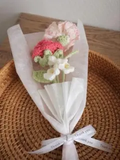 枯れない花束 あみぐるみ プレゼント 誕生日 かぎ編み 毛糸の花