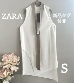 ZARA ブラウス ボウタイ ノースリーブ レディース チュニック ホワイト
