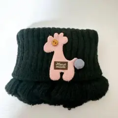 【新品・未使用】黒マフラー　キッズニットマフラー　ブラック　可愛い❤︎