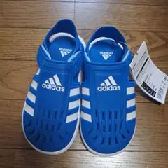 新品　adidas 青 サンダル　19センチ