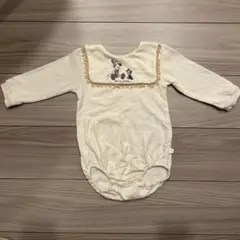 【Cottoli】ピノキオ 刺繍ロンパース 長袖 クリーム色