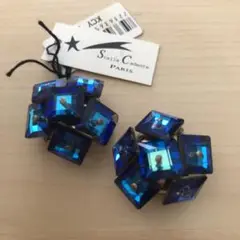 Stella Cadente 青いクリスタルイヤリングヴィンテージスワロフスキー