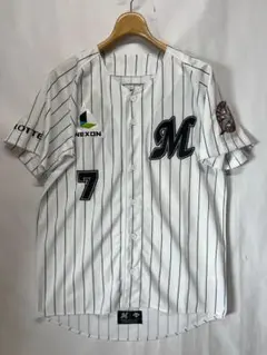 綺麗 千葉ロッテマリーンズ デサント製 鈴木大地 ♯７ユニホーム 白 Mサイズ