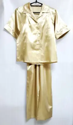 バレエ　演劇　ミュージカル衣裳ゴールド サテン 半袖　ハンドメイド　パジャマ