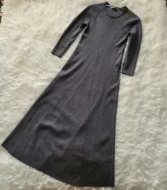 美品 セオリーリュクス ニットワンピース グレー リブ マキシ丈