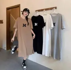 Tシャツワンピース ブラウン 3XL ルームウェア ワンマイル 部屋着