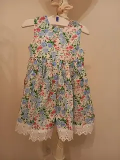 POLYESTER COTTON　花柄ノースリーブワンピース　1才用