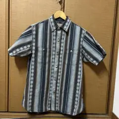 【古着】INDIAN ストライプデニムシャツ 半袖
