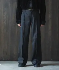 Casper John イミテーションウールツィードストレートスラックス