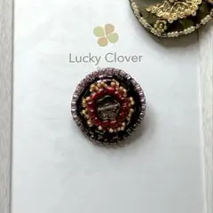 ∞チェコ&ビーズ刺繍のブローチ∞シャビーブルー∞