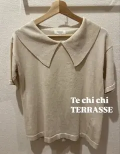 Ti chichi クリーム色　襟付き　半袖ニット