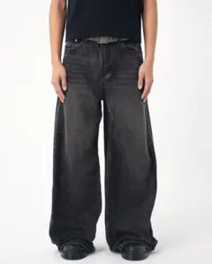 Asapmode Creased Washed Wide Denim Pants