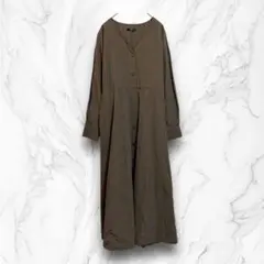 アーバンリサーチロッソ Aライン ワンピース Vネック F 茶 ロング丈