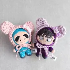 ８センチぬい　ほわぬい　忍たま　くま耳　ボンネット　ぬい服　ニコイチ　ペア