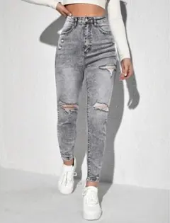 SHEIN EZwear ダメージスキニージーンズ デニムパンツ シーイン