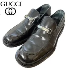 GUCCI グッチ シェリーライン レザー ローファー ブラック メンズ 41